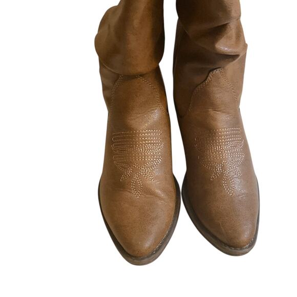 STYLE & CO Dannaa Western Cowboy Boots - Size 6 Brown Pull On - Picture 3 of 11
